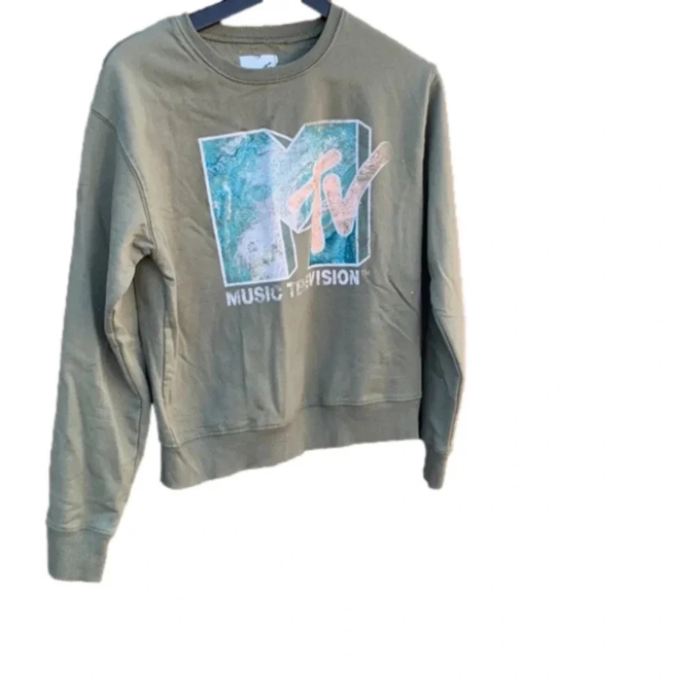 Mtv olive green sweatshirt XS